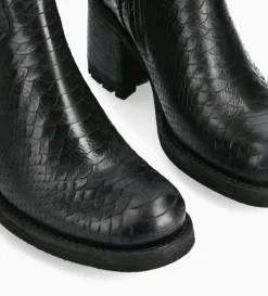 Clearance FREE LANCE Paris Boot biker à boucle - Justy 70 - Cuir lavé embossé python - Noir
