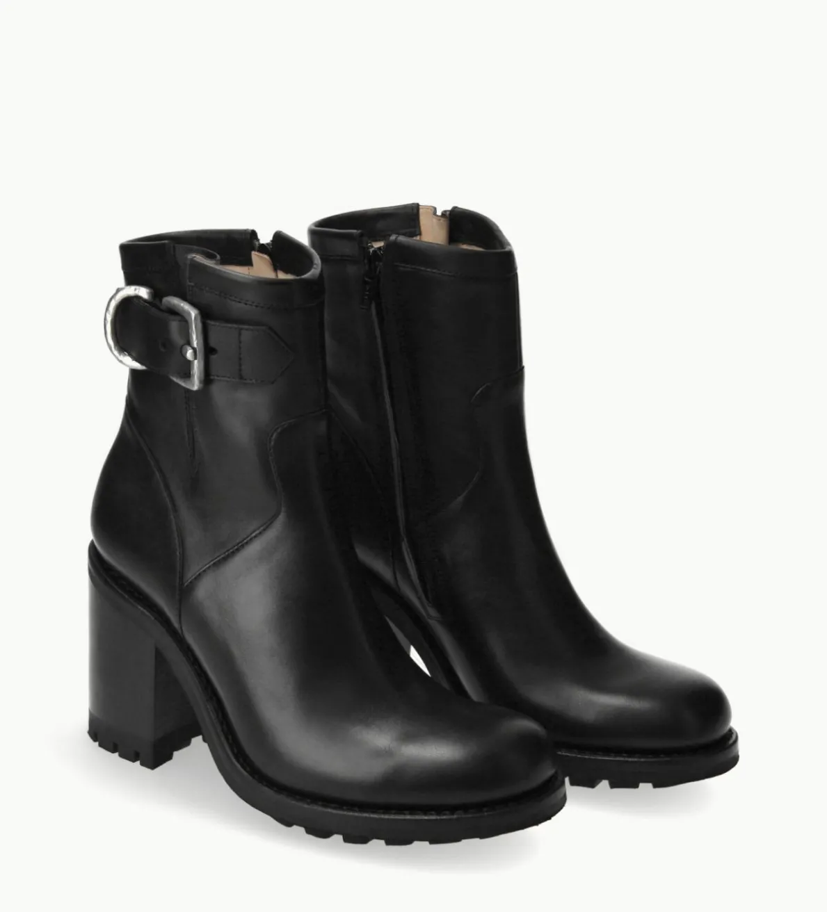 New FREE LANCE Paris Boot biker à boucle - Justy 90 - Cuir lisse - Noir