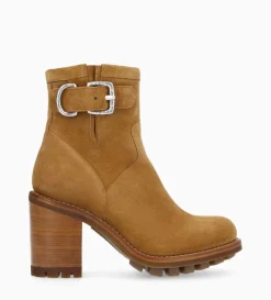 Sale FREE LANCE Paris Boot biker à boucle - Justy 90 - Cuir velours - Biscuit