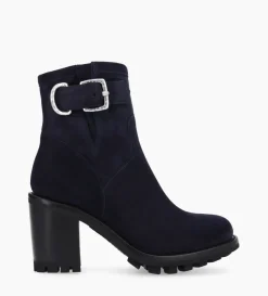 Discount FREE LANCE Paris Boot biker à boucle - Justy 90 - Cuir velours - Marine