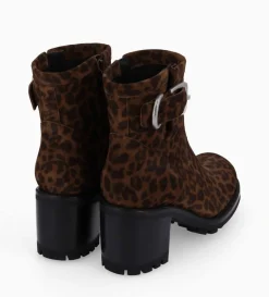 New FREE LANCE Paris Boot biker à boucle - Justy 70 - Cuir velours - Léopard