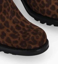 New FREE LANCE Paris Boot biker à boucle - Justy 70 - Cuir velours - Léopard