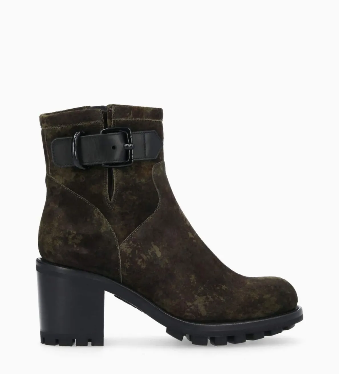 FREE LANCE Paris Boot biker à boucle - Justy 70 - Cuir velours - Camouflage