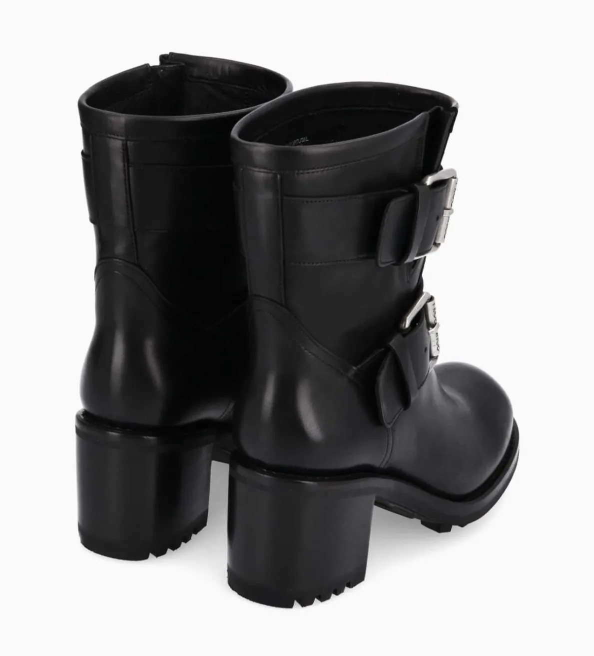 Hot FREE LANCE Paris Boot biker à double boucle - Biker 70 - Cuir lisse - Noir