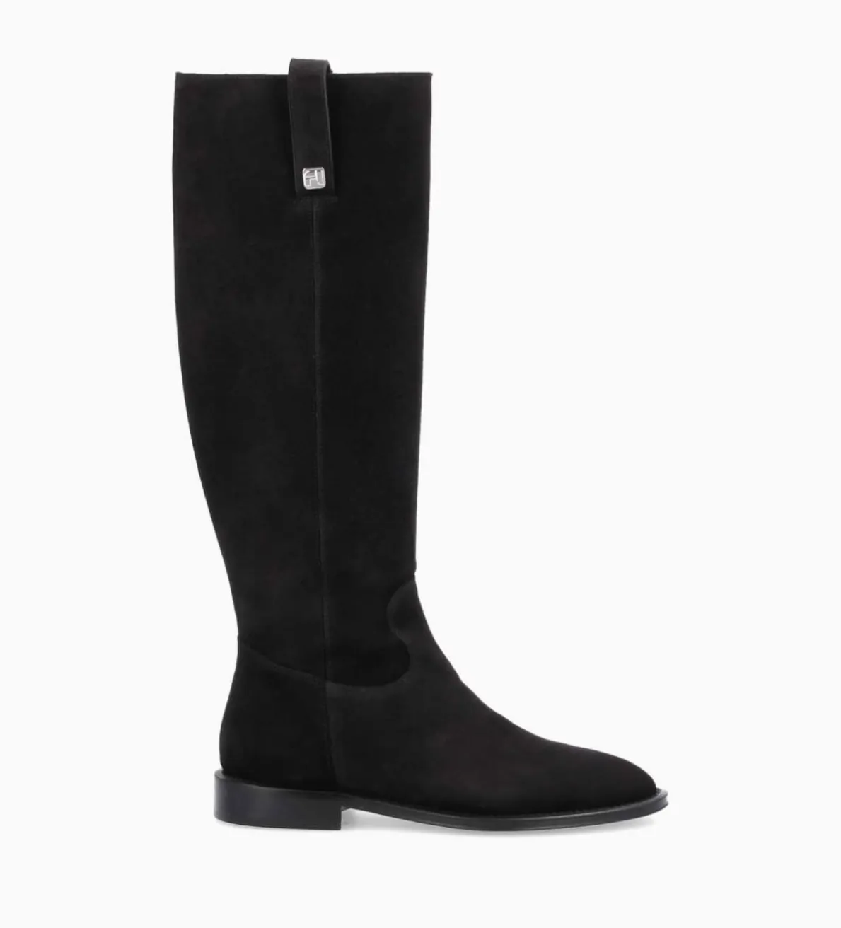 Best FREE LANCE Paris Botte à talon plat - Joan - Cuir velours - Noir