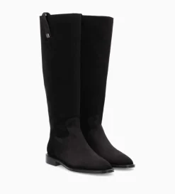 Best FREE LANCE Paris Botte à talon plat - Joan - Cuir velours - Noir