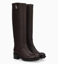 FREE LANCE Paris Botte biker à boucle - Biker 40 - Cuir grainé - Marron foncé Marronfoncé