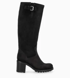Hot FREE LANCE Paris Botte biker à boucle - Biker 7 - Cuir velours - Noir