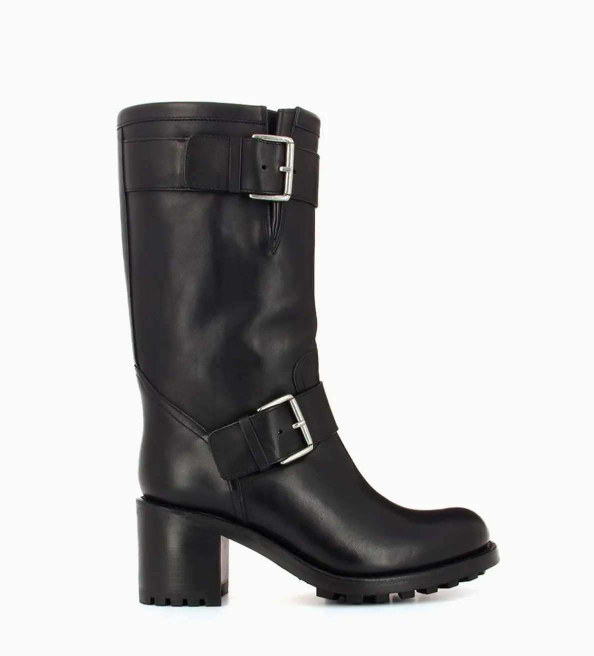 Best FREE LANCE Paris Botte biker à double boucle biker - Biker 70 - Cuir lisse - Noir