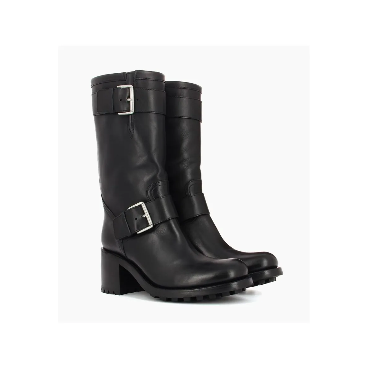 Best FREE LANCE Paris Botte biker à double boucle biker - Biker 70 - Cuir lisse - Noir