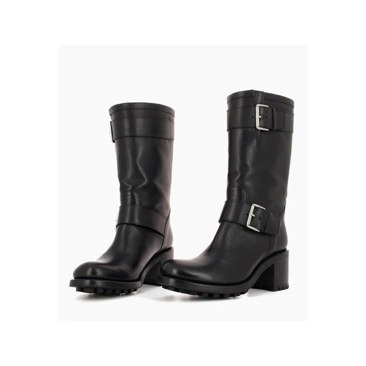 Best FREE LANCE Paris Botte biker à double boucle biker - Biker 70 - Cuir lisse - Noir