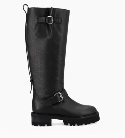 Clearance FREE LANCE Paris Botte biker à double boucle - Carra 45 - Cuir grainé - Noir