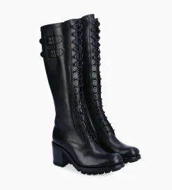 FREE LANCE Paris Botte biker lacée à boucle - Justy 70 - Cuir lisse - Noir