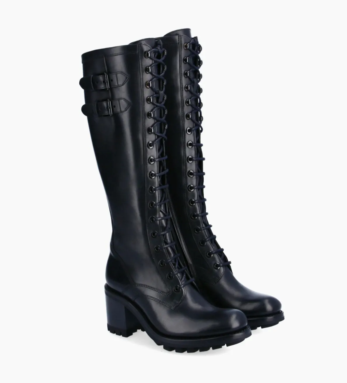 FREE LANCE Paris Botte biker lacée à boucle - Justy 70 - Cuir lisse - Noir