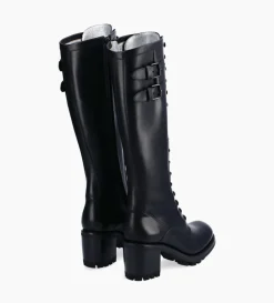 FREE LANCE Paris Botte biker lacée à boucle - Justy 70 - Cuir lisse - Noir