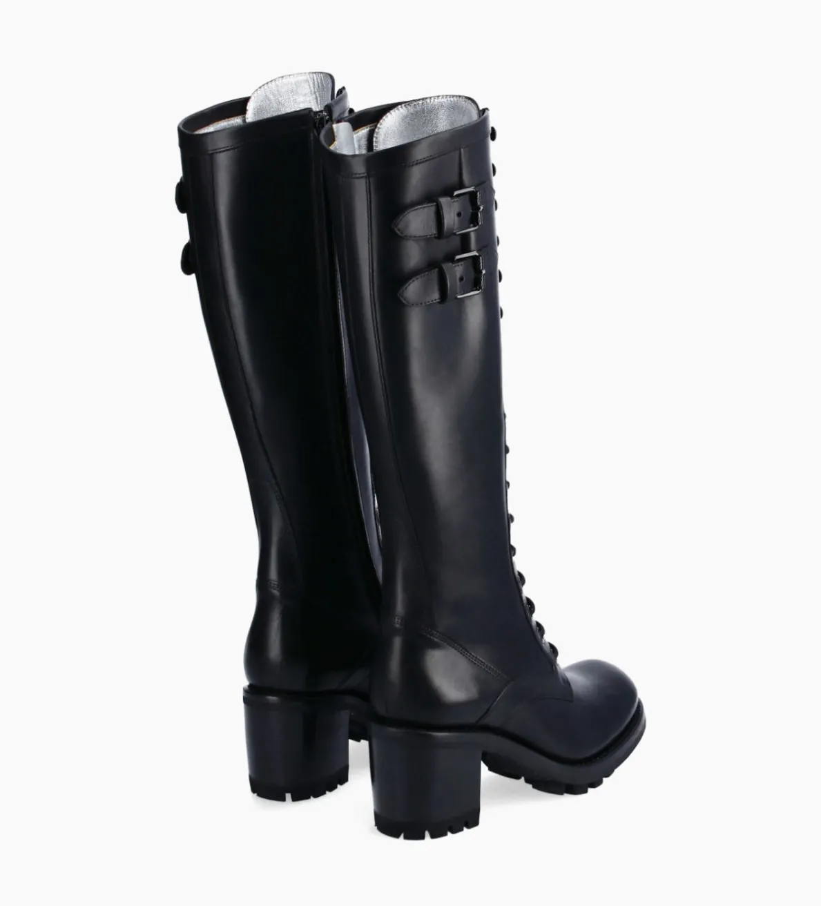 FREE LANCE Paris Botte biker lacée à boucle - Justy 70 - Cuir lisse - Noir