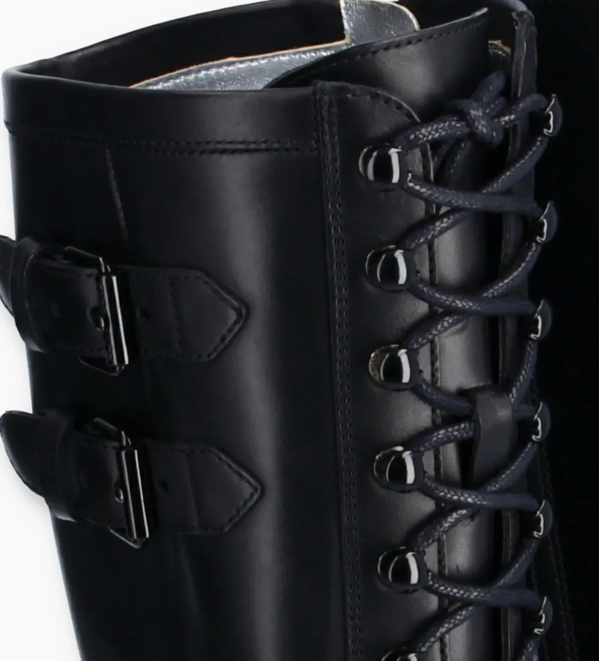 FREE LANCE Paris Botte biker lacée à boucle - Justy 70 - Cuir lisse - Noir