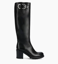 Best FREE LANCE Paris Botte biker zippée à boucle - Justy 70 - Cuir lisse - Noir