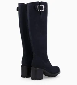 New FREE LANCE Paris Botte biker zippée à boucle - Justy 70 - Cuir velours - Marine