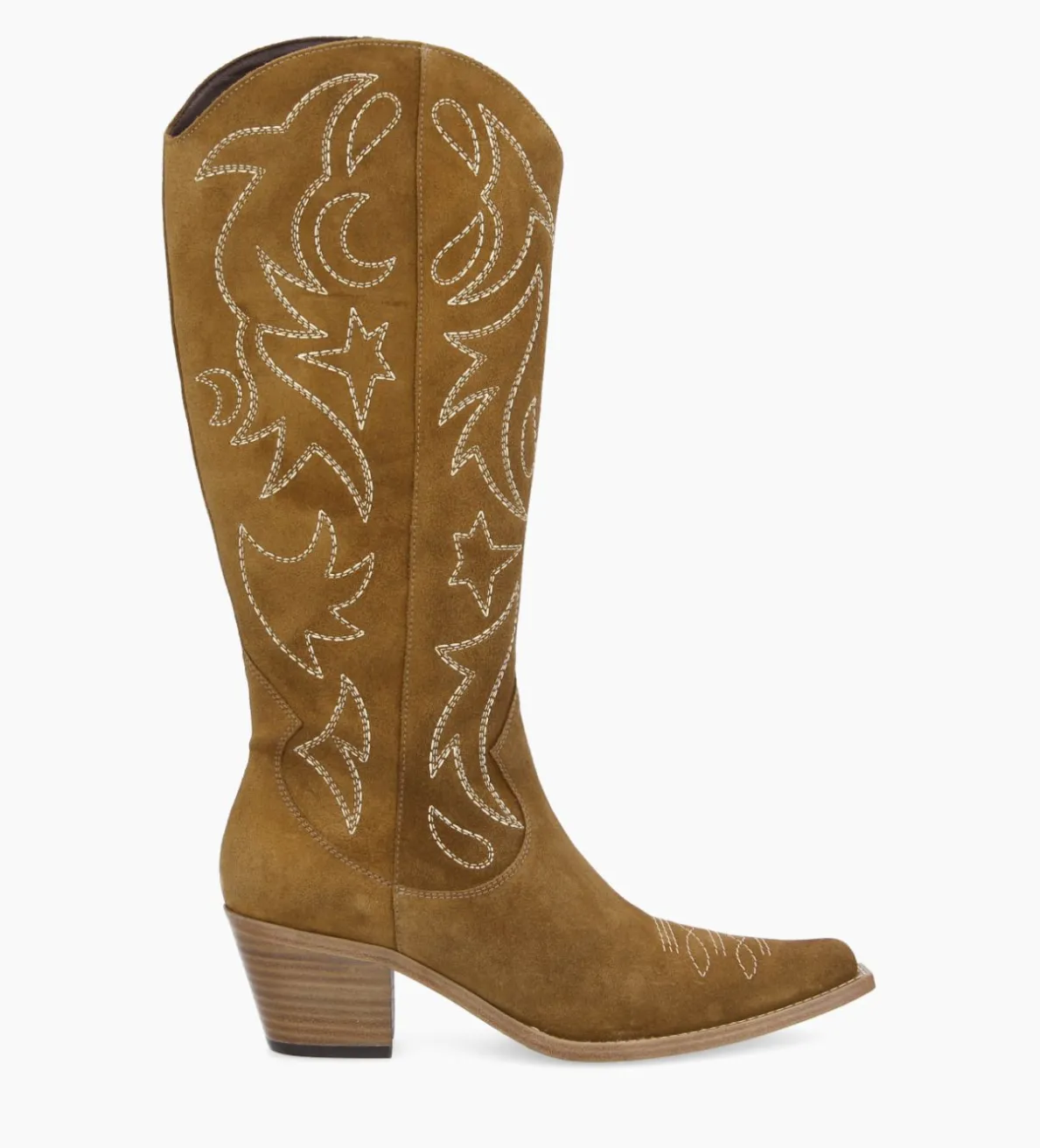 Clearance FREE LANCE Paris Botte western brodée à talon - Ruby 50 - Cuir velours - Sienna