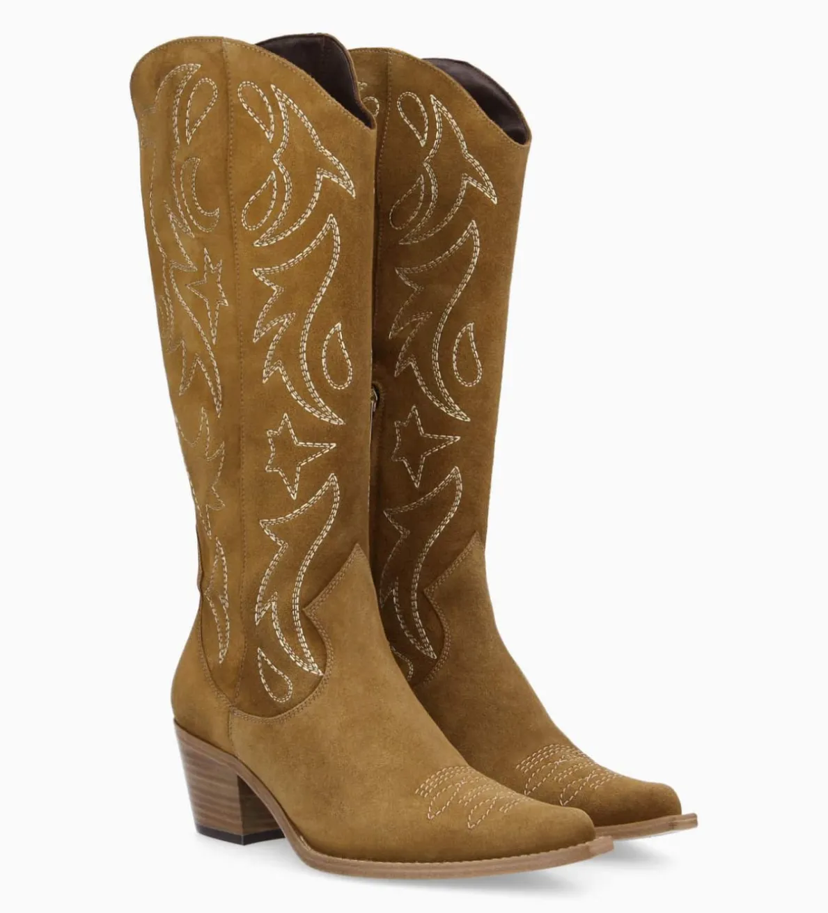 Clearance FREE LANCE Paris Botte western brodée à talon - Ruby 50 - Cuir velours - Sienna