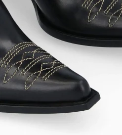 Online FREE LANCE Paris Botte western brodée à talon - Ruby 50 - Cuir de veau lisse brillant - Noir
