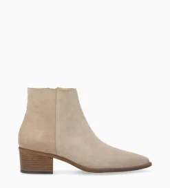 FREE LANCE Paris Bottine à talon à zip - Megan 50 - Cuir velours - Taupe