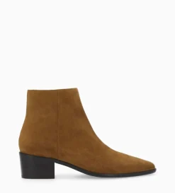 New FREE LANCE Paris Bottine à talon à zip - Megan 50 - Cuir velours - Tabac