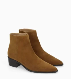 New FREE LANCE Paris Bottine à talon à zip - Megan 50 - Cuir velours - Tabac