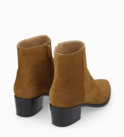 New FREE LANCE Paris Bottine à talon à zip - Megan 50 - Cuir velours - Tabac