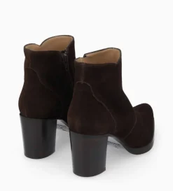 Discount FREE LANCE Paris Bottine à talon à zip - Paddy 70 - Cuir velours - Marron foncé Marronfoncé
