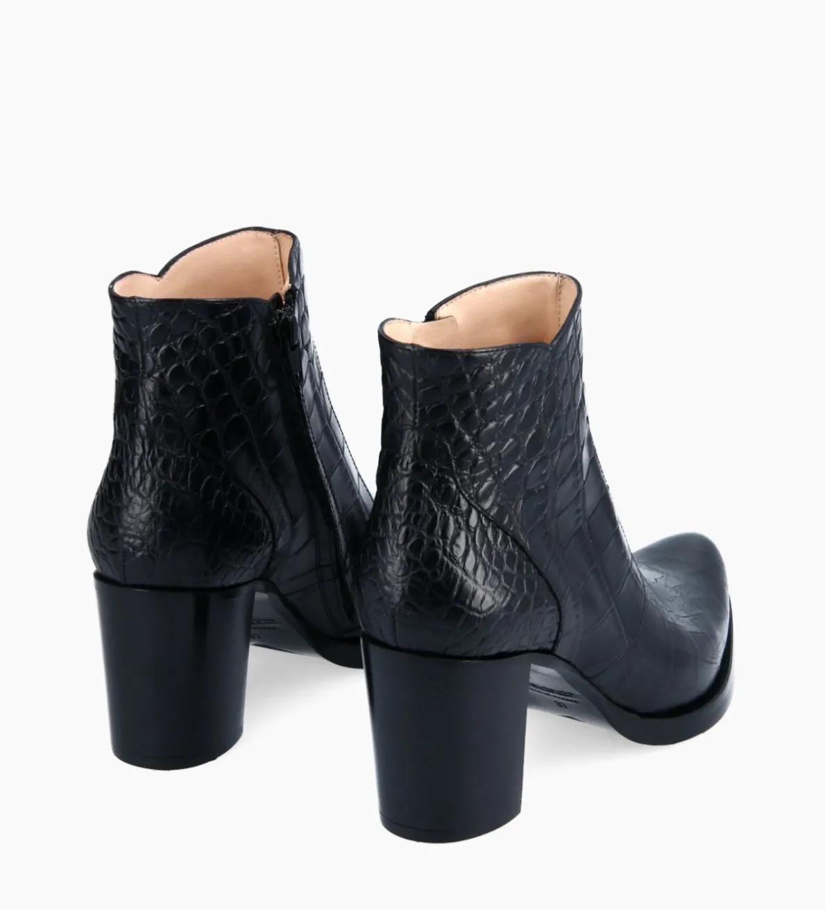 Clearance FREE LANCE Paris Bottine à talon à zip - Paddy 70 - Cuir embossé croco - Noir