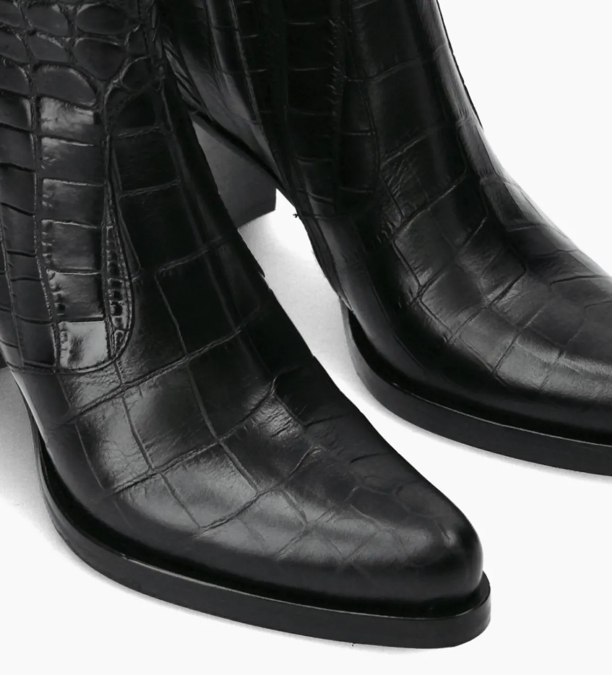 Clearance FREE LANCE Paris Bottine à talon à zip - Paddy 70 - Cuir embossé croco - Noir