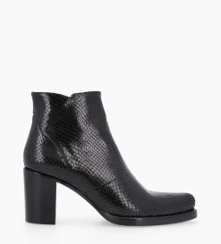 Sale FREE LANCE Paris Bottine à talon à zip - Paddy 70 - Cuir imprimé serpent - Noir