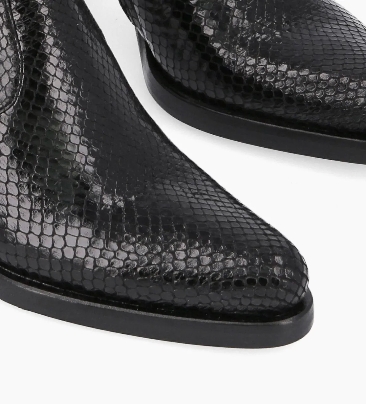 Sale FREE LANCE Paris Bottine à talon à zip - Paddy 70 - Cuir imprimé serpent - Noir