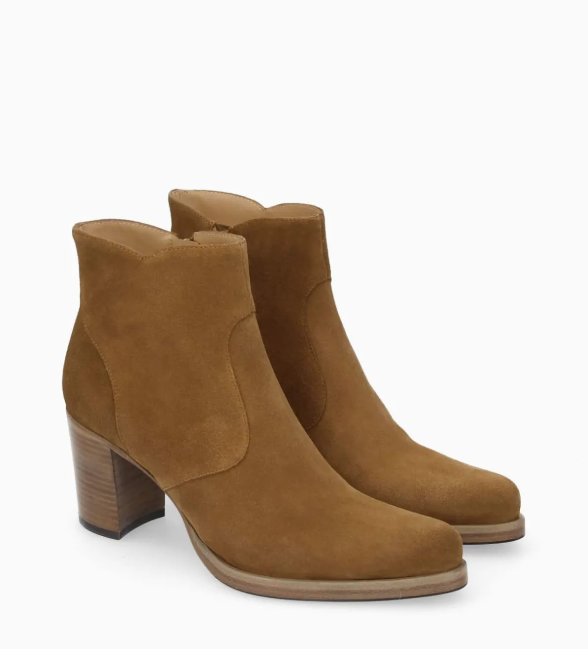 Sale FREE LANCE Paris Bottine à talon à zip - Paddy 70 - Cuir velours - Sienna