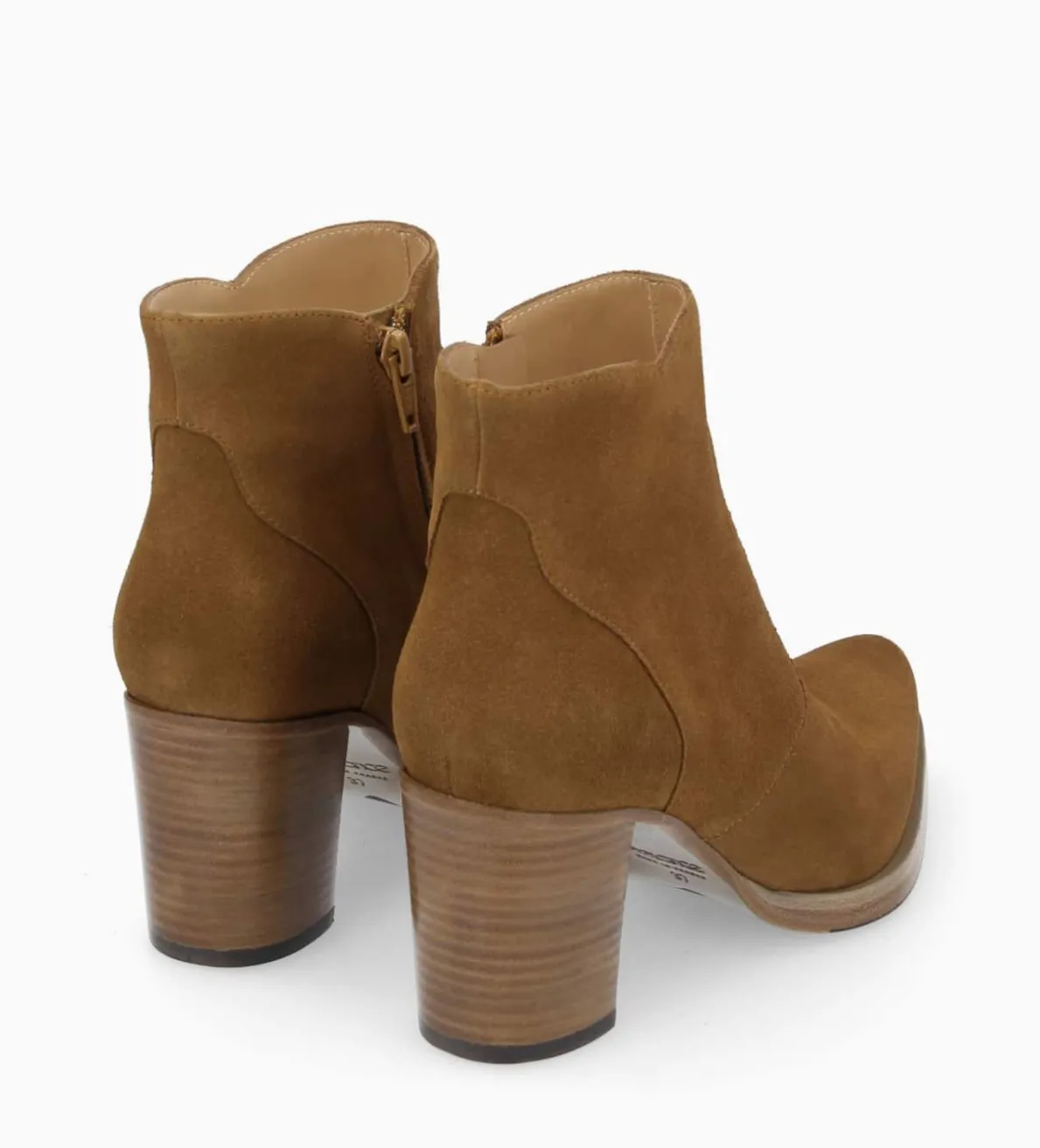Sale FREE LANCE Paris Bottine à talon à zip - Paddy 70 - Cuir velours - Sienna