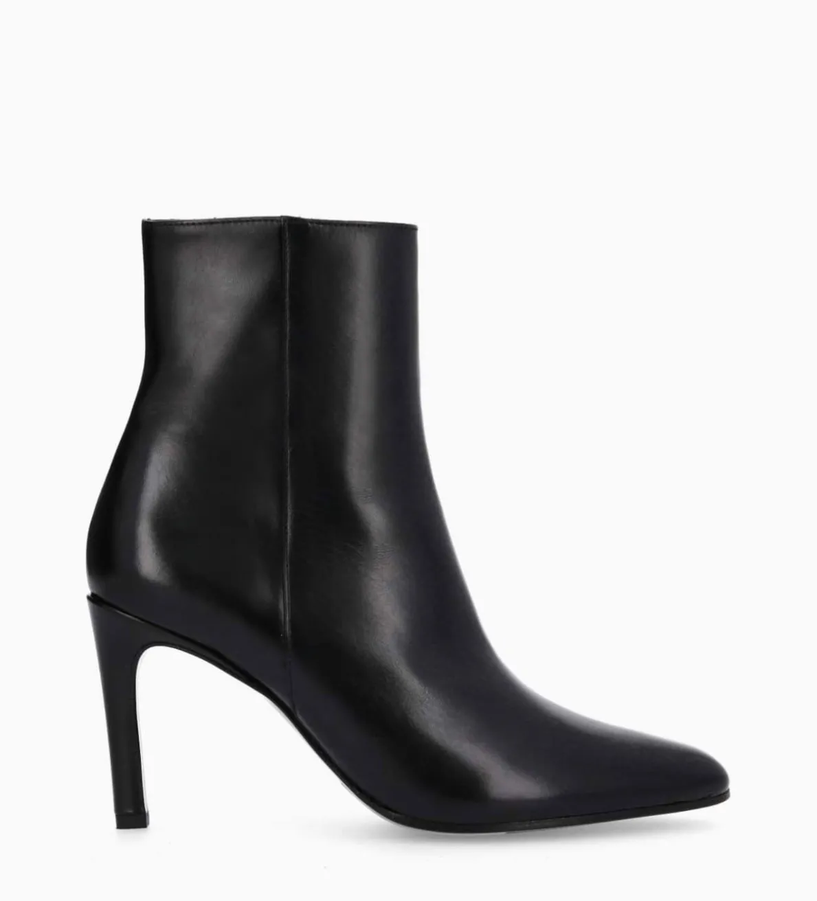 Outlet FREE LANCE Paris Bottine à talon aiguille zippée - Stella 85 - Cuir de veau lisse brillant - Noir