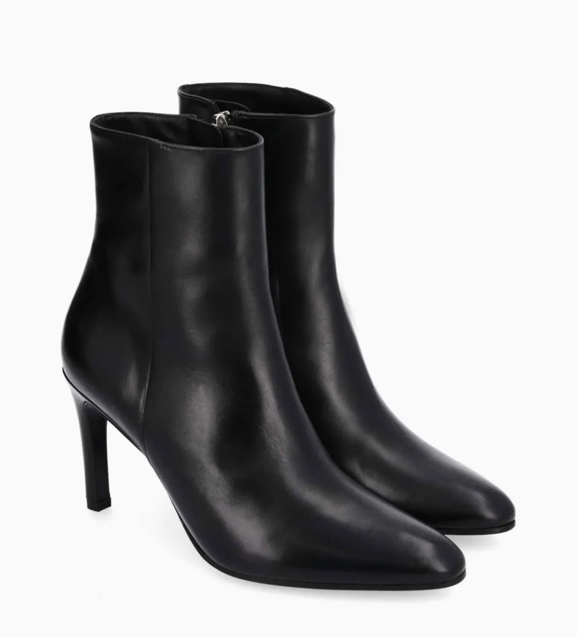 Outlet FREE LANCE Paris Bottine à talon aiguille zippée - Stella 85 - Cuir de veau lisse brillant - Noir