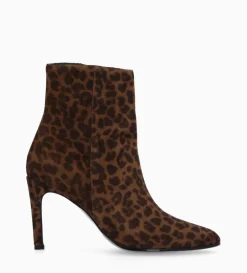 Outlet FREE LANCE Paris Bottine à talon aiguille zippée - Stella 85 - Cuir velours - Léopard