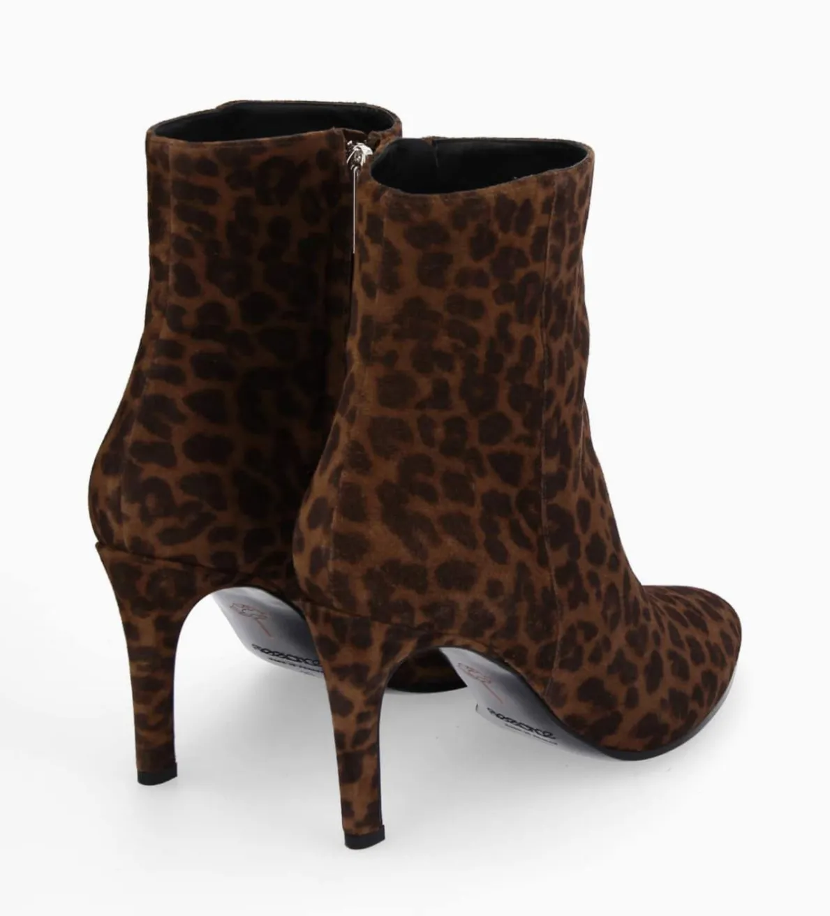 Outlet FREE LANCE Paris Bottine à talon aiguille zippée - Stella 85 - Cuir velours - Léopard