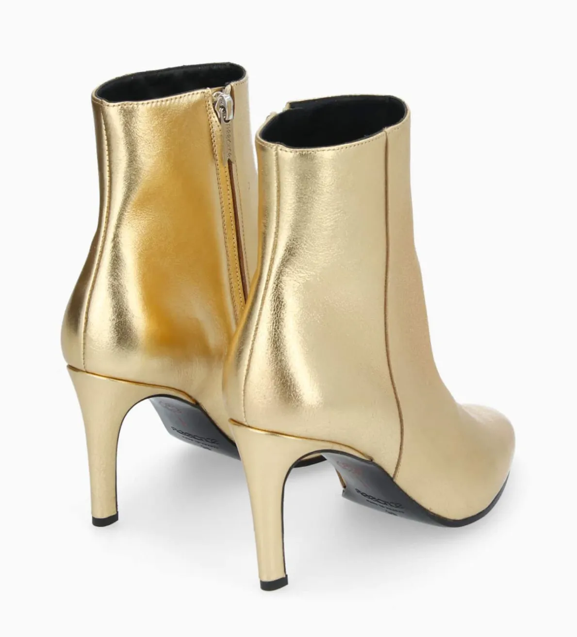 Outlet FREE LANCE Paris Bottine à talon aiguille zippée - Stella 85 - Cuir métallisé - Or