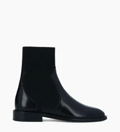 New FREE LANCE Paris Bottine chelsea - Harri 25 - Cuir de veau lisse brillant/Maille - Noir