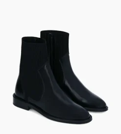 New FREE LANCE Paris Bottine chelsea - Harri 25 - Cuir de veau lisse brillant/Maille - Noir