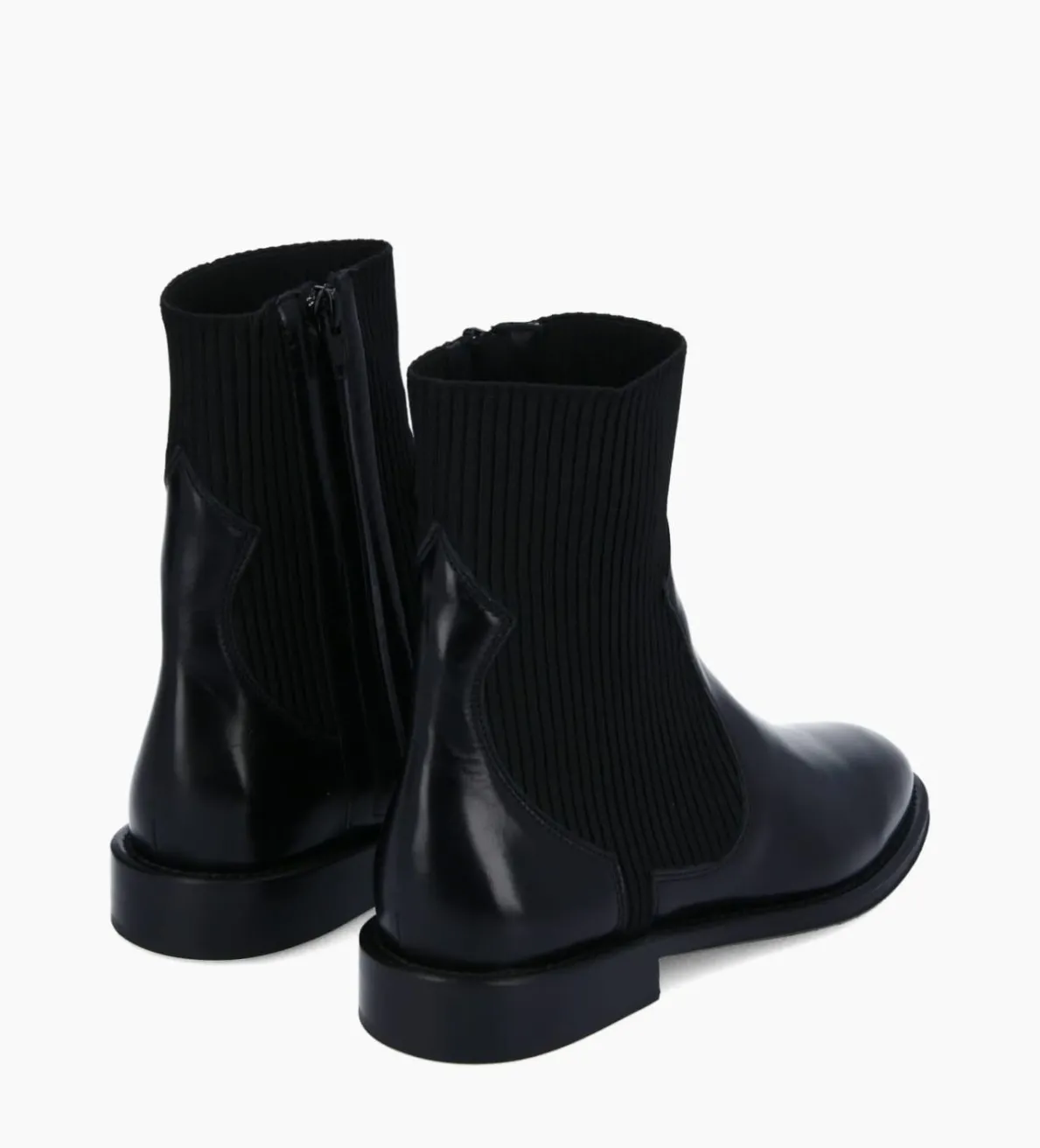 New FREE LANCE Paris Bottine chelsea - Harri 25 - Cuir de veau lisse brillant/Maille - Noir