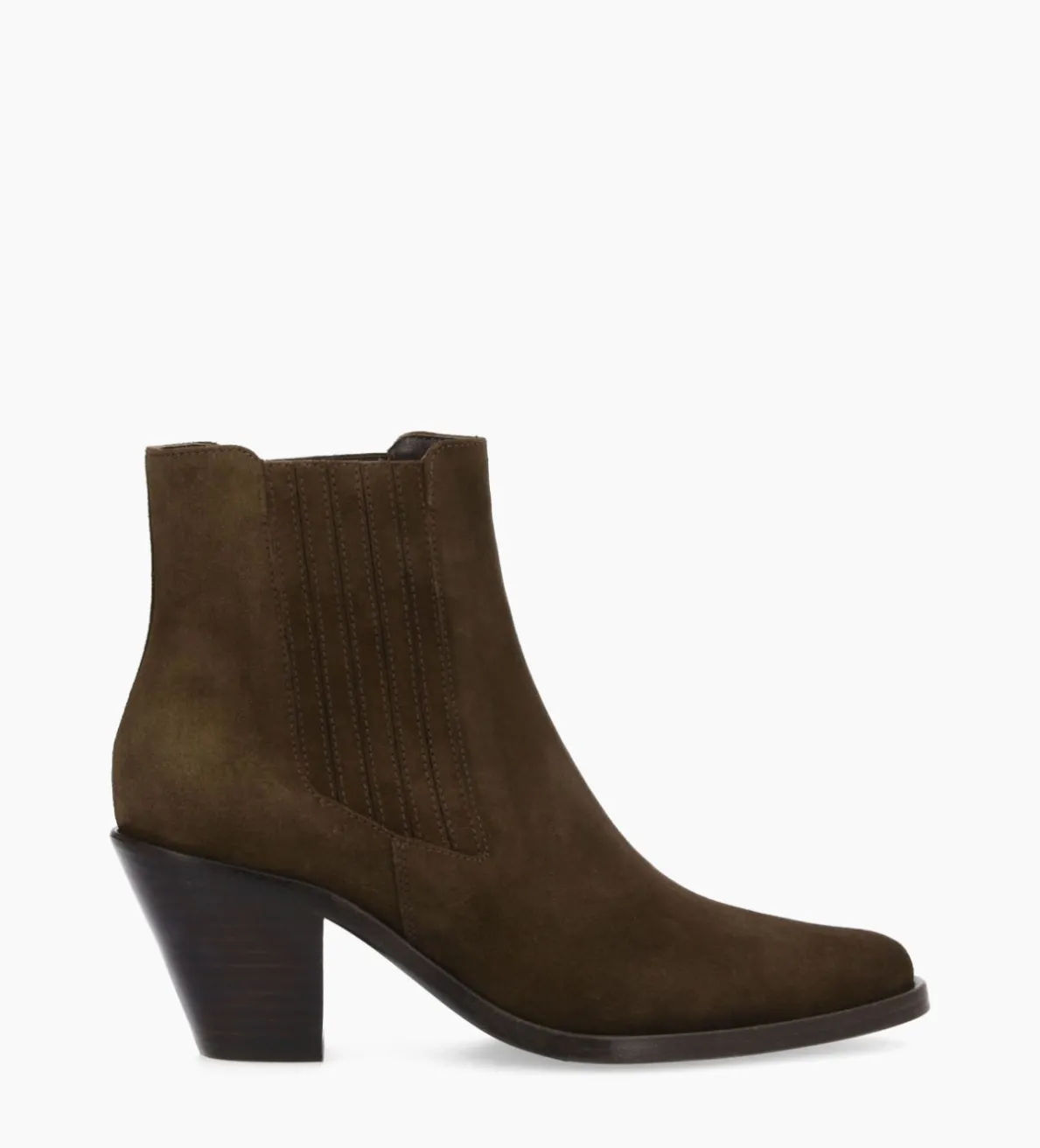 Discount FREE LANCE Paris Bottine chelsea à talon - Jane 70 - Cuir velours - Marron foncé Marronfoncé