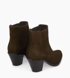 Discount FREE LANCE Paris Bottine chelsea à talon - Jane 70 - Cuir velours - Marron foncé Marronfoncé