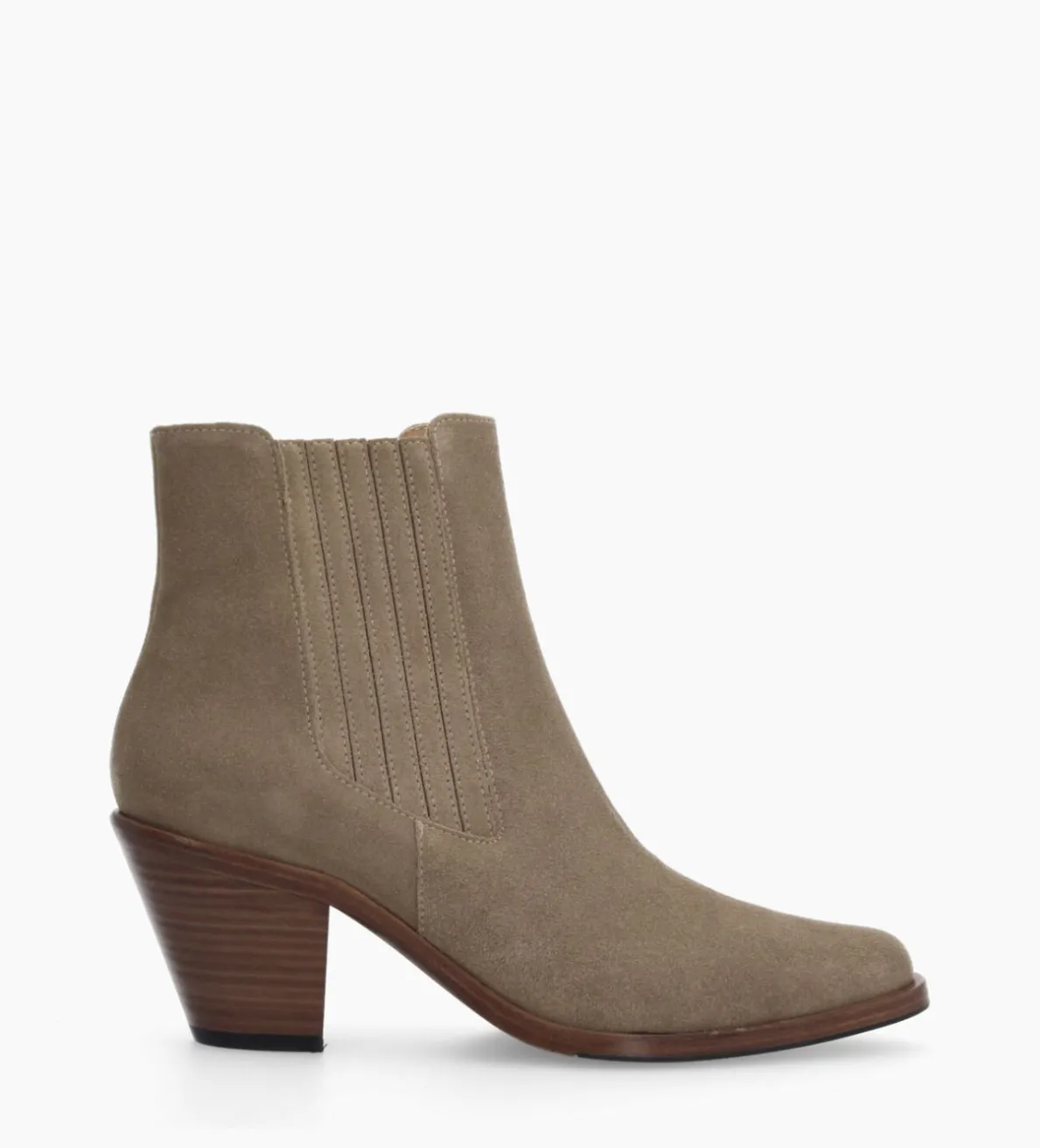 Outlet FREE LANCE Paris Bottine chelsea à talon - Jane 70 - Cuir velours - Grège