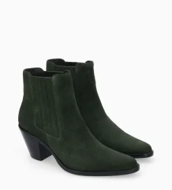 Sale FREE LANCE Paris Bottine chelsea à talon - Jane 70 - Cuir velours - Militaire