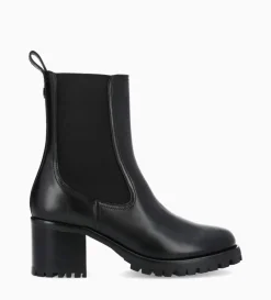 Outlet FREE LANCE Paris Bottine chelsea à talon - Jade 45 - Cuir de veau lisse brillant - Noir
